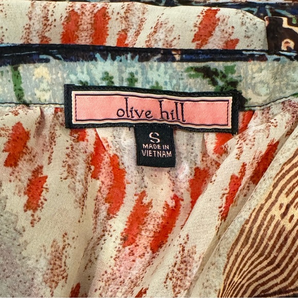 Olive Hill Lightweight Flowy Boho Shirt w/Tassel Tie Front- size S - Picture 8 of 9